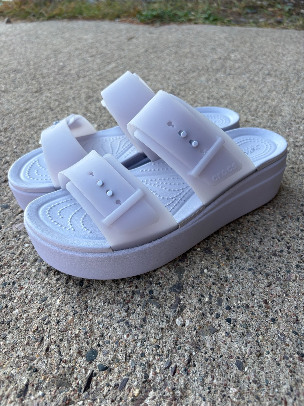 CROCS Women's Pastel Lilac Platform Slide Sandals